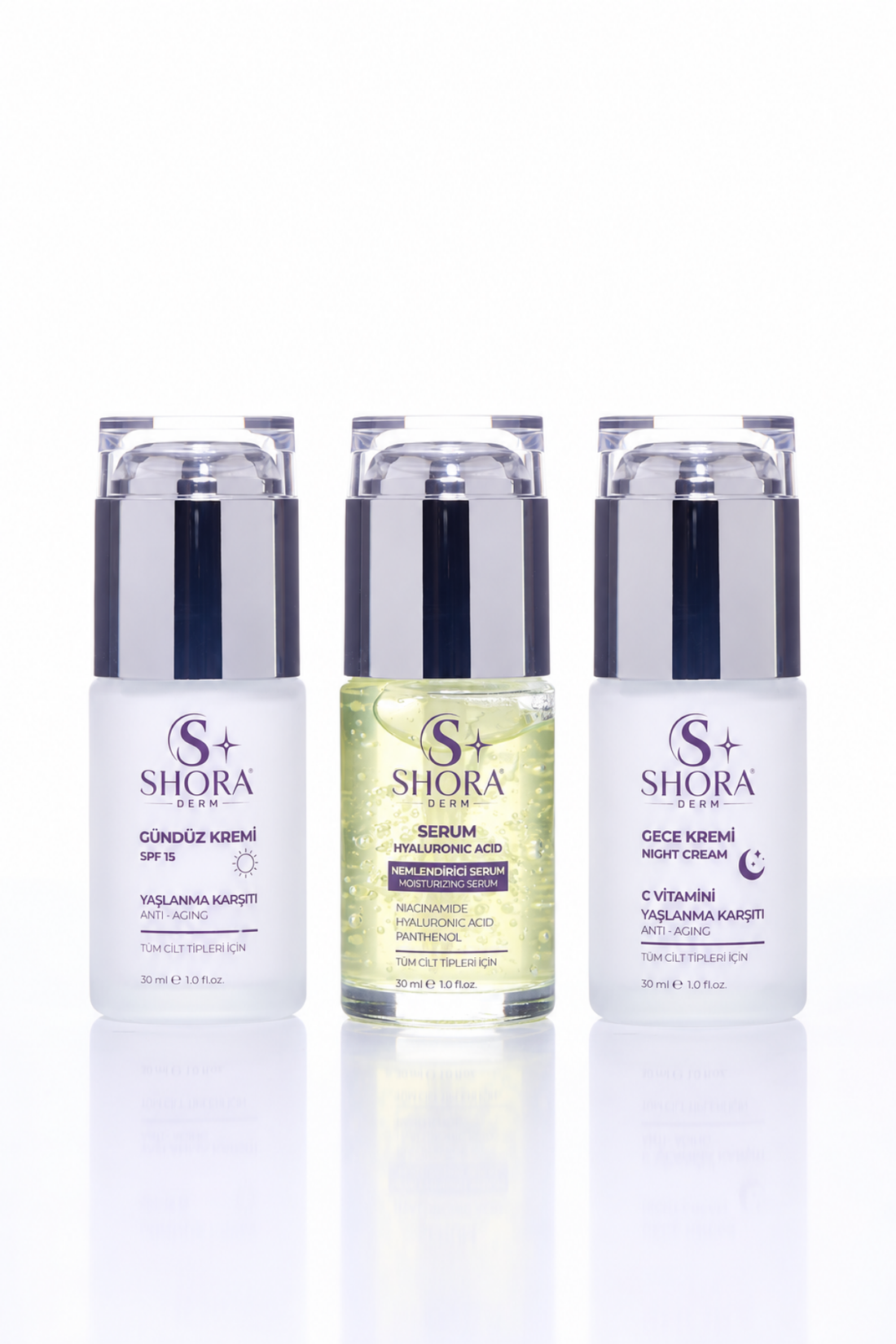 Shora Derm 3’lü Günlük Cilt Bakım Seti (30ml)